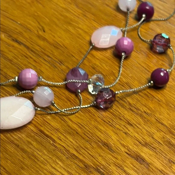 Lia Sophia Multi-Strand Pink and Purple Necklace - Picture 3 of 3